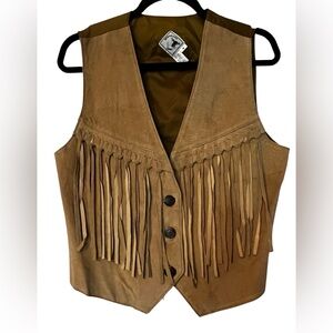 Vintage Desperado Suede Leather Fringe Western Button-Up Women's Vest Medium